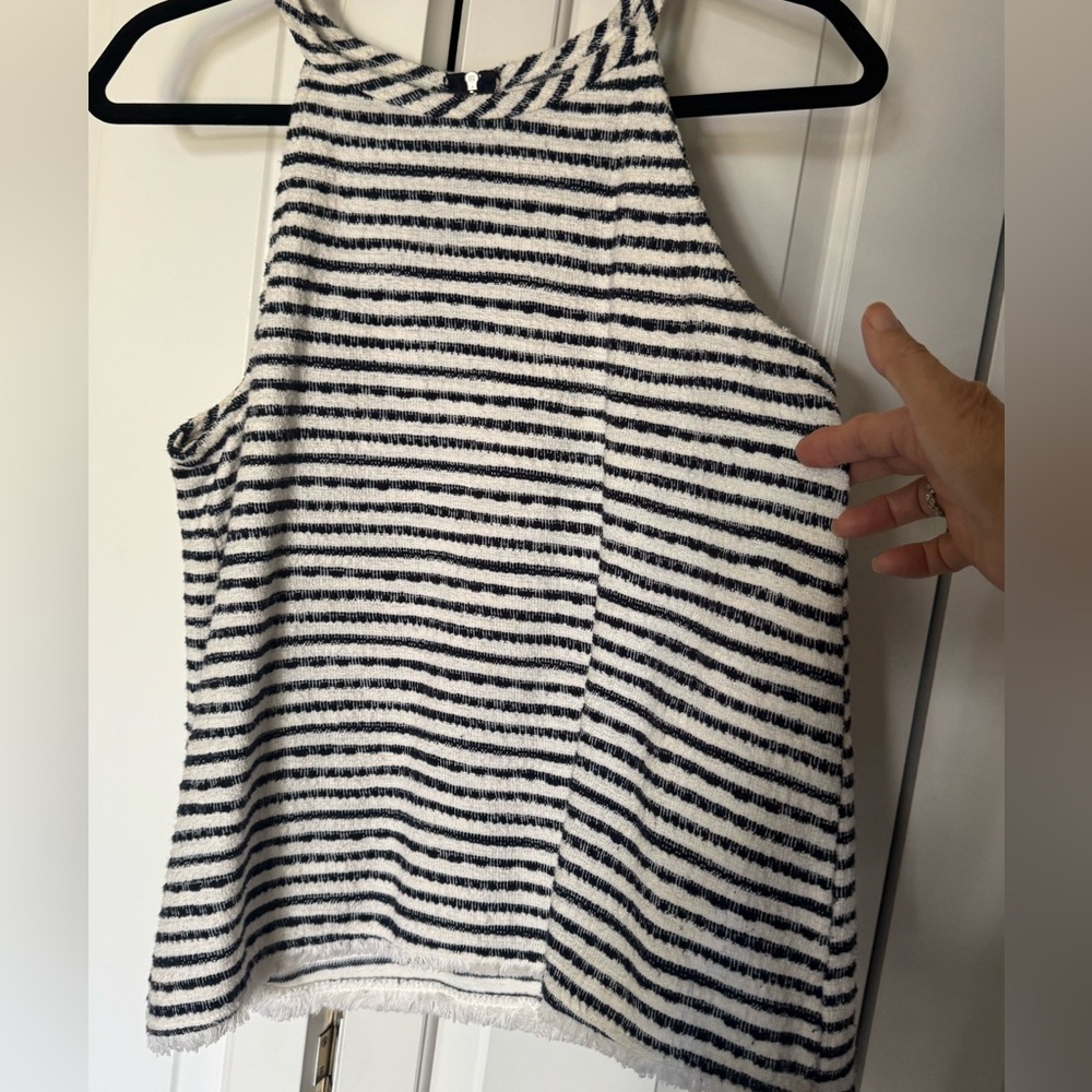 Green Envelope Black and White Striped Tank Top